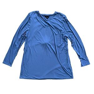 J.Jill Wearever Collection Tunic Tie Back Long Sleeve Jersey Top Shirt Blue sz L